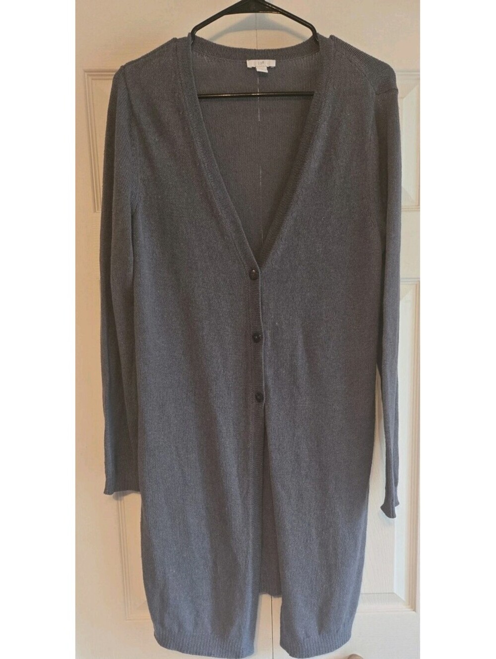 J Jill Linen/cotton Button Cardigan Sz M blue Casual Minimalist long duster